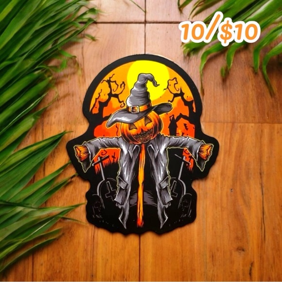 Pumpkin Scarecrow Halloween Sticker – Approx. 2 1/4” - Picture 1 of 1